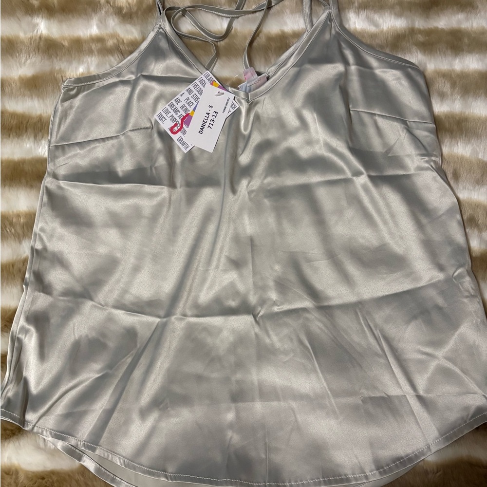 LulaRoe Silver Satin Daniella Top